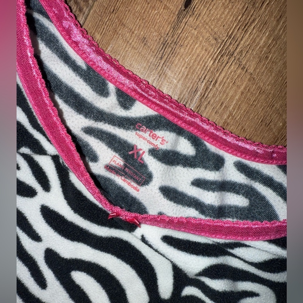 Carter's Zebra Pattern Nightgown with Pink Trim for girls - Picture 2 of 5